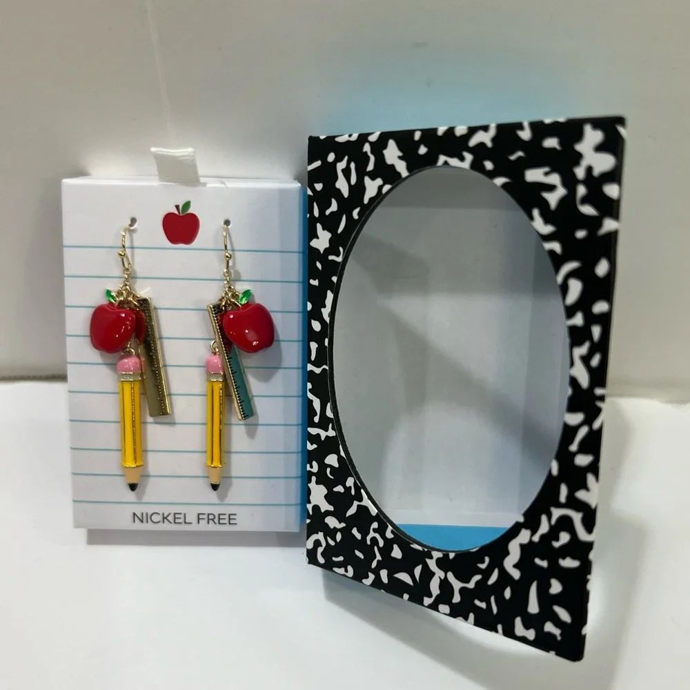 Apple and Pencil Kids Earrings - Picture 3 of 7